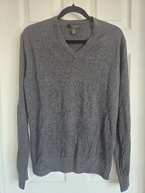 Banana Republic Luxury Men’s Gray Silk And Cashmere V-Neck Sweater In Size M